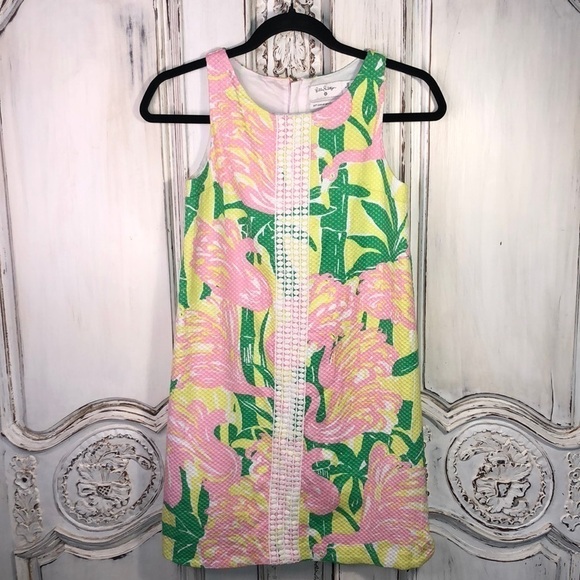 Lilly Pulitzer 20th Anniversary Collection Flamingo Pattern Girls  Cotton Dress - Picture 1 of 9